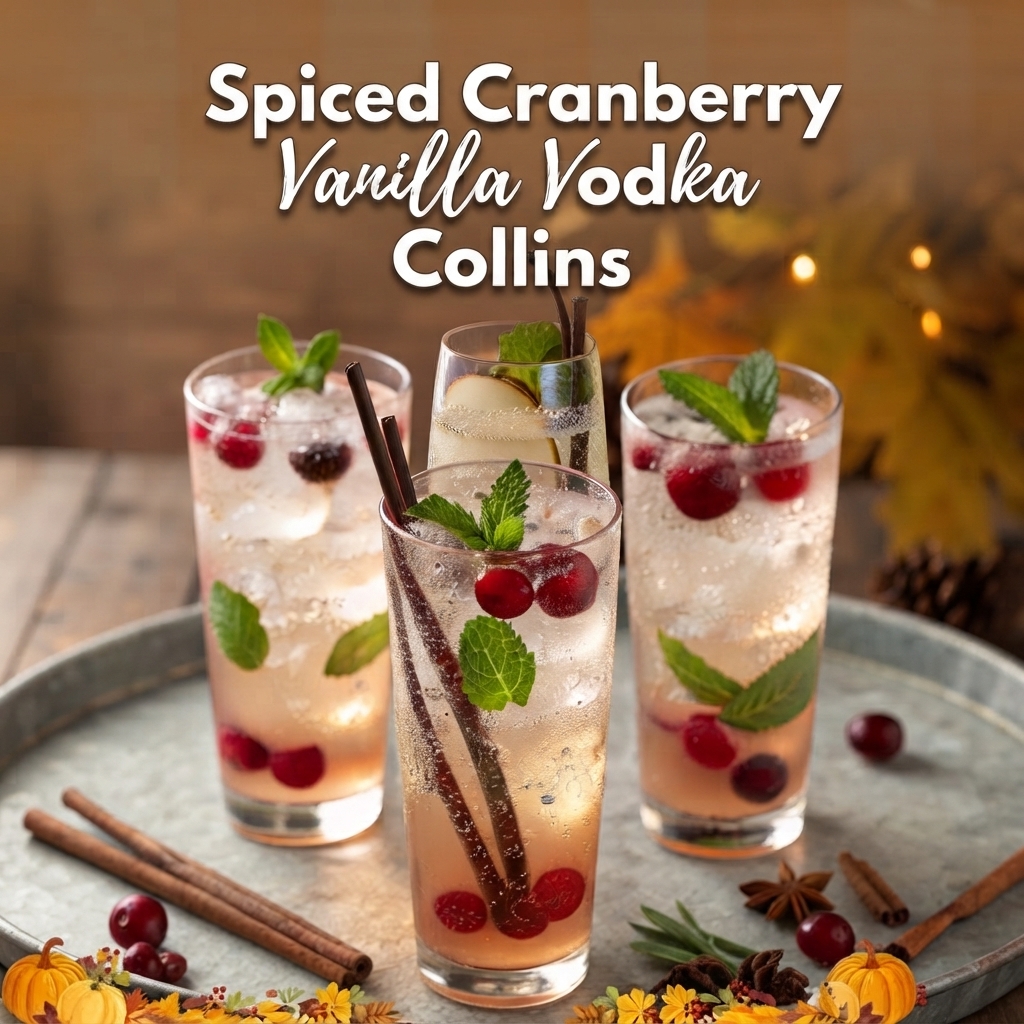 Spiced Cranberry Vanilla Vodka Collins
