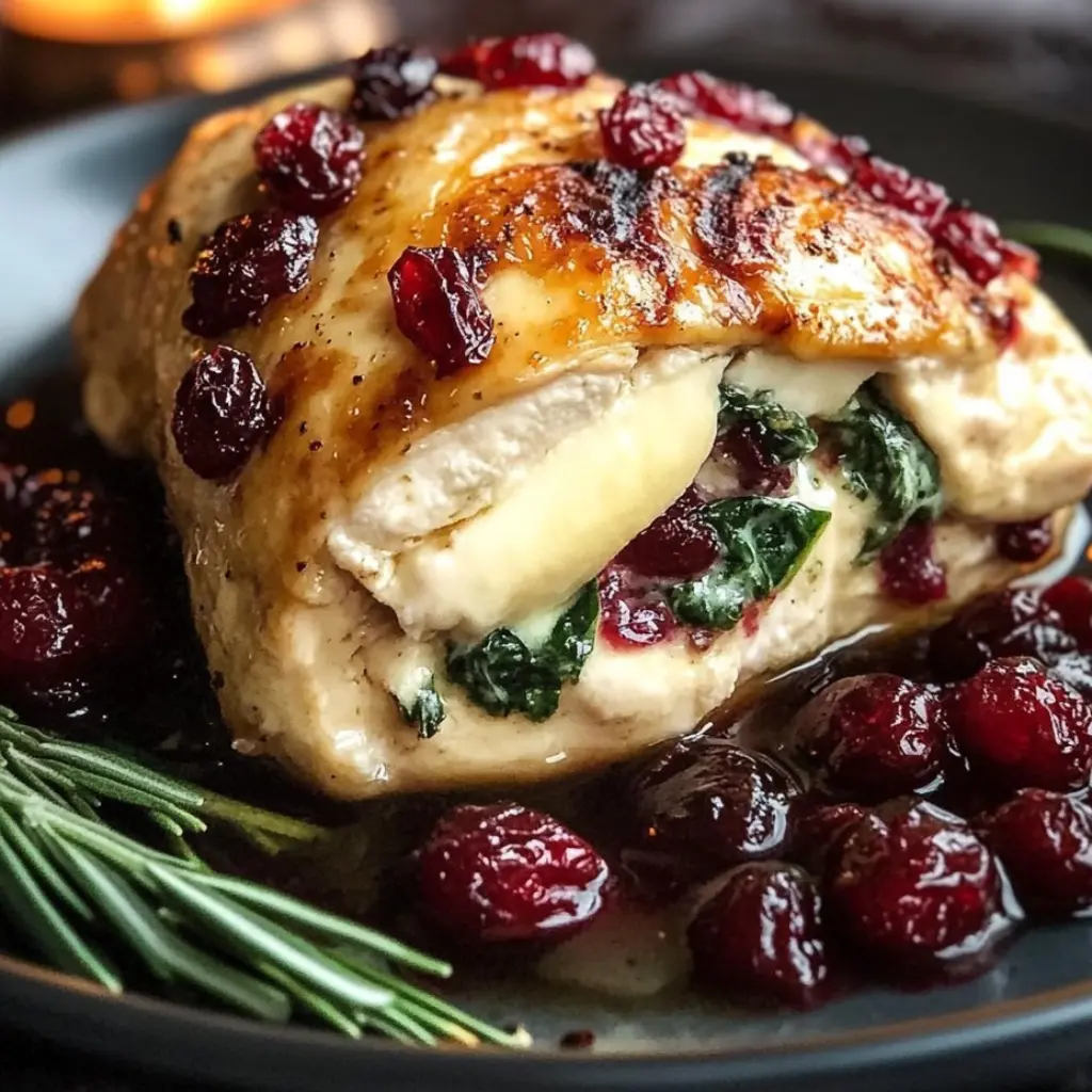 Cranberry & Spinach Stuffed Chicken Breasts with Brie