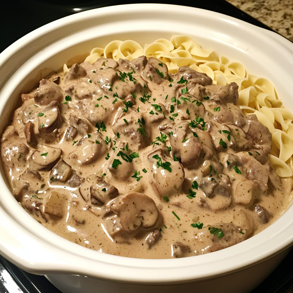 Slow Cooker Beef Stroganoff