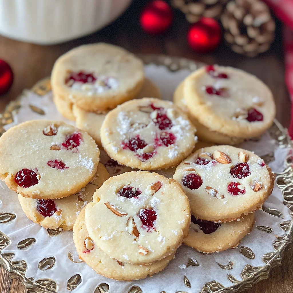 Soft Cranberry Almond Shortbread Cookies