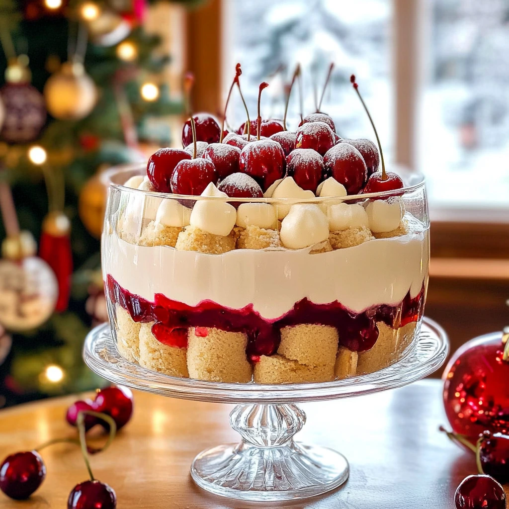 Cranberry Trifle with Chocolate-Dipped Cherries