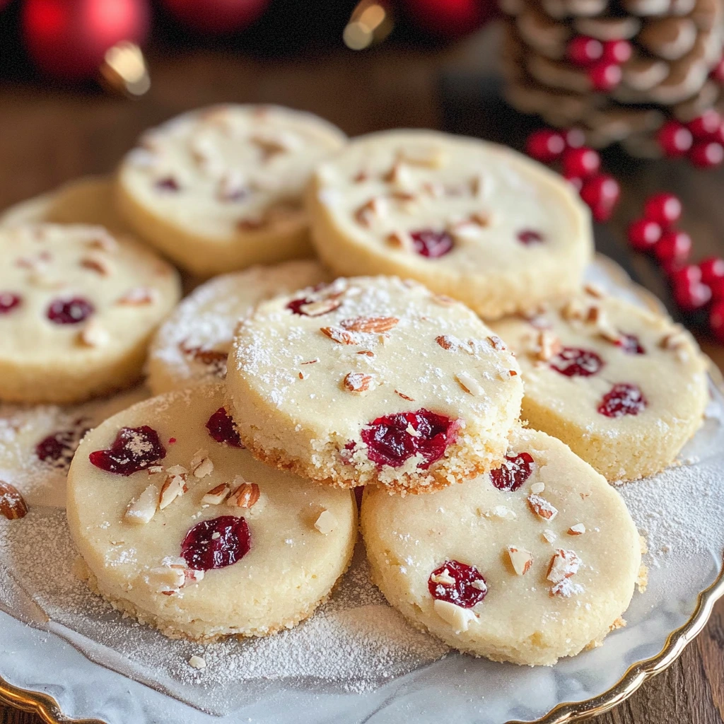 Soft Cranberry Almond Shortbread Cookies