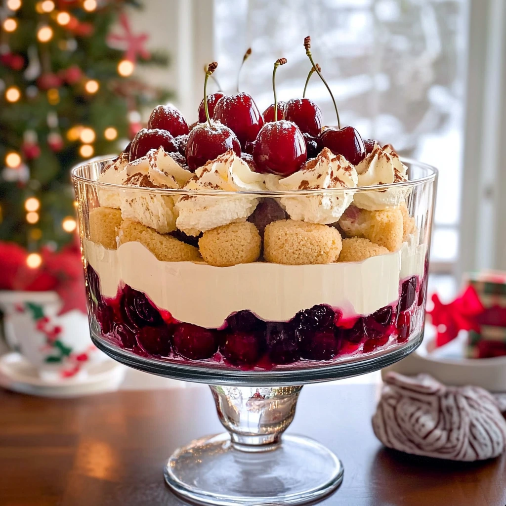 Cranberry Trifle with Chocolate-Dipped Cherries