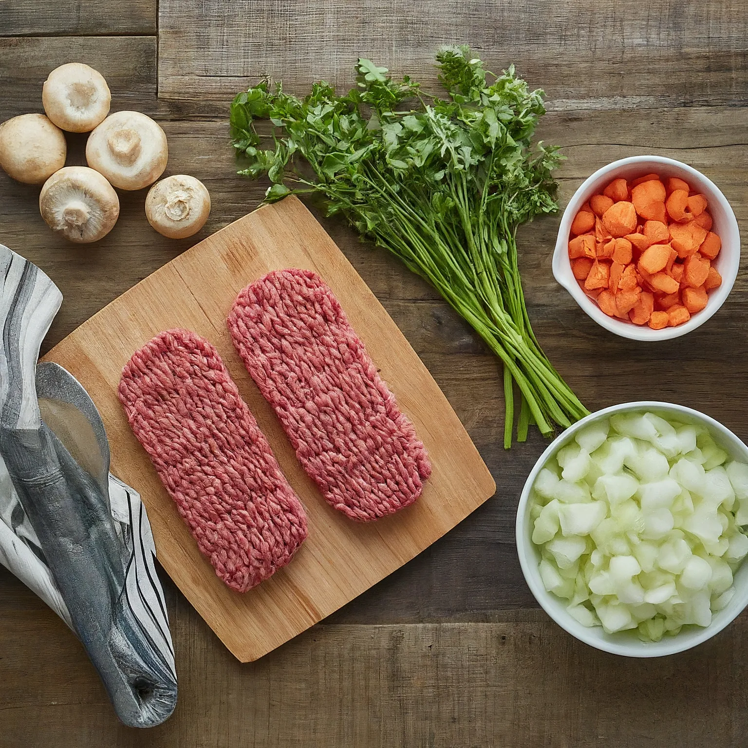 Fresh ingredients for preparing Crockpot Salisbury Steak with Mushroom Gravy: 7 Secret Tips for the Easiest Dinner