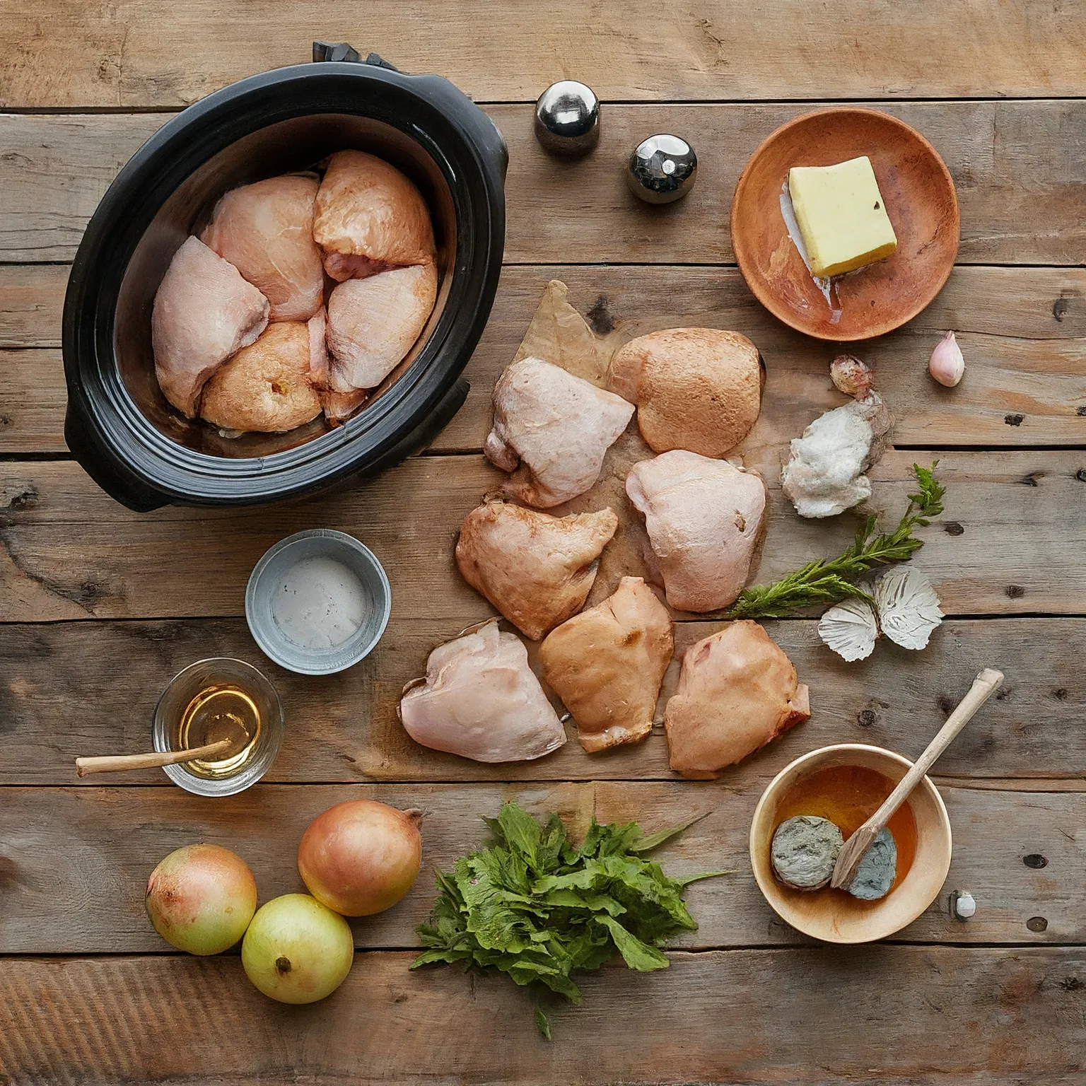 Fresh ingredients for preparing Slow Cooker Honey Garlic Chicken Thighs: 5 Secrets for the Easiest, Most Irresistible Dinner
