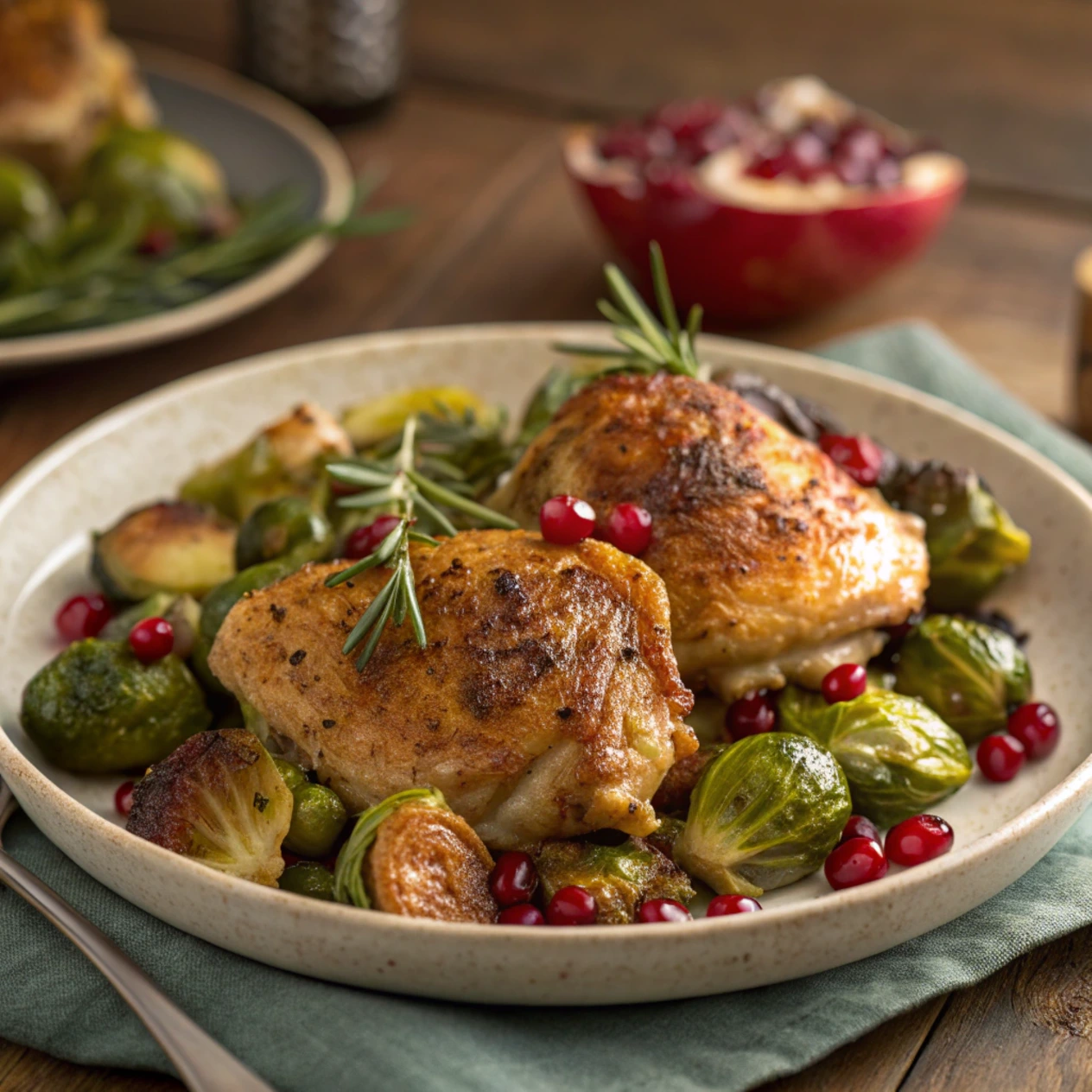 Honey-Chili Brussels Sprouts & Chicken Thighs