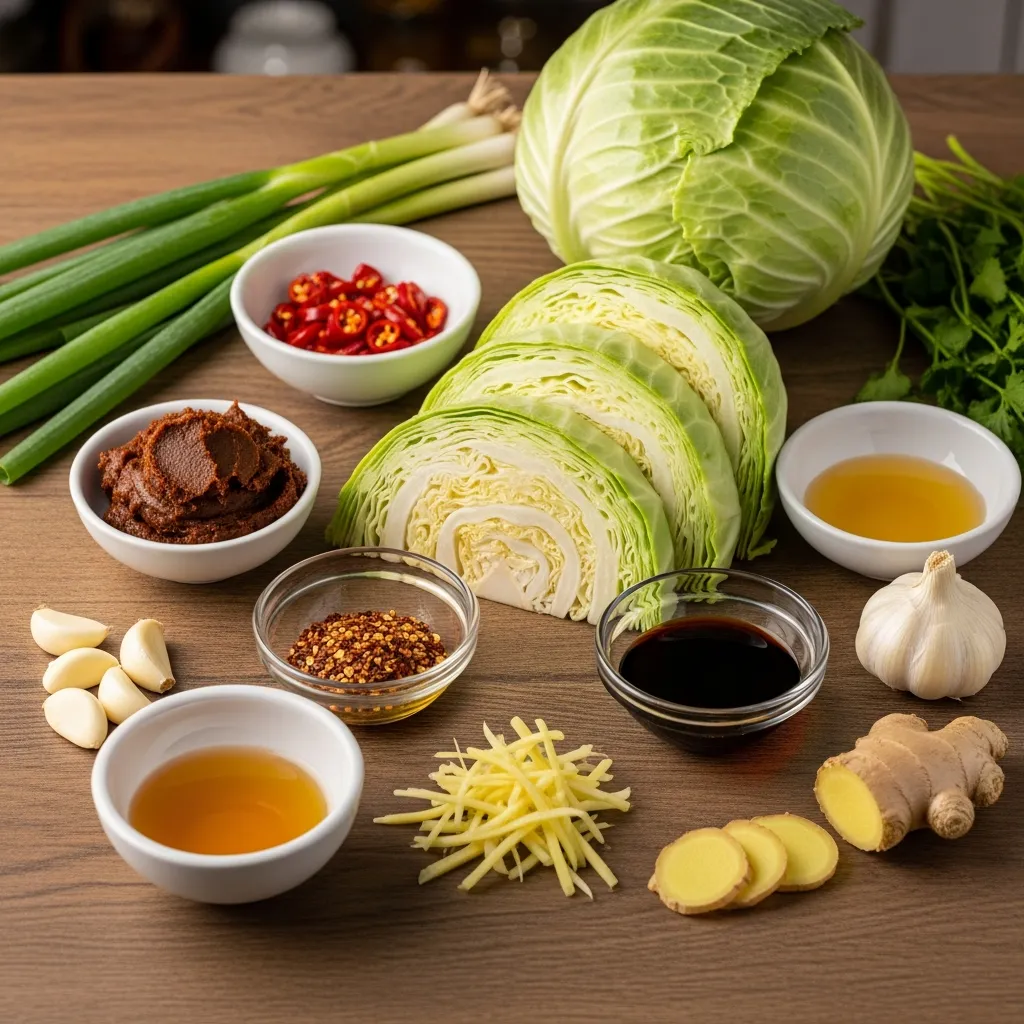 Ingredients for Blistered Miso Cabbage Steaks