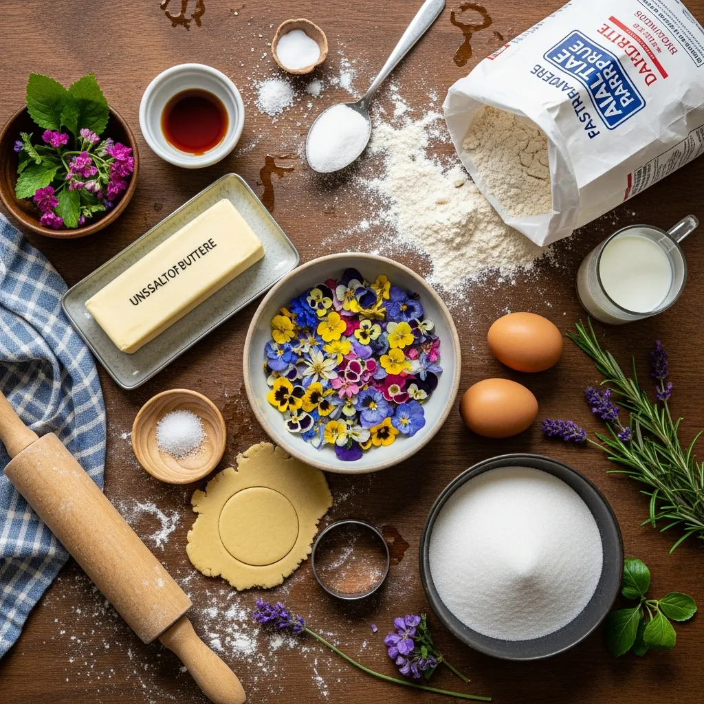 Ingredients for Pressed Flower Poetcore Shortbread