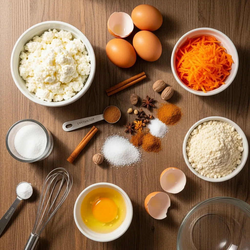Ingredients for Cottage Cheese Carrot Cake Cloud Bread