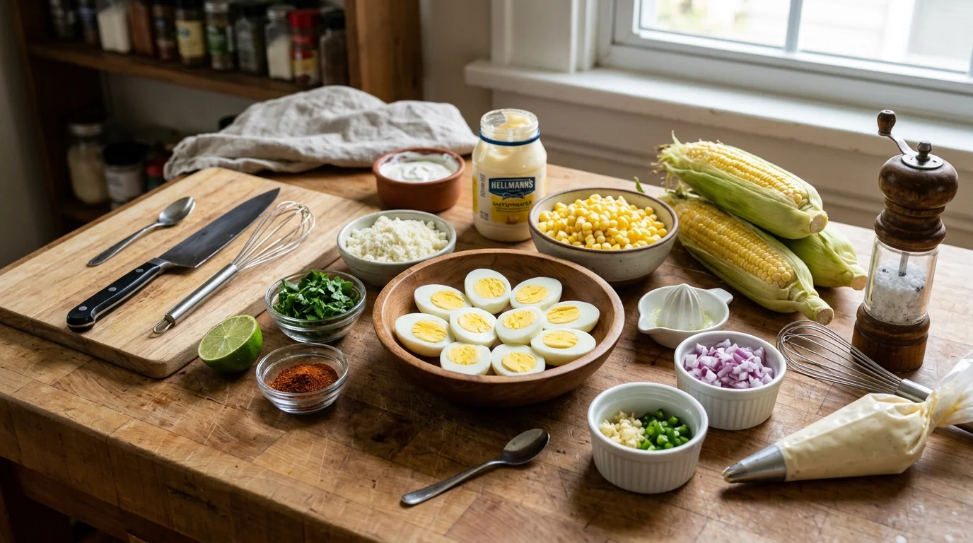 Ingredients for Mexican Street Corn Deviled Eggs