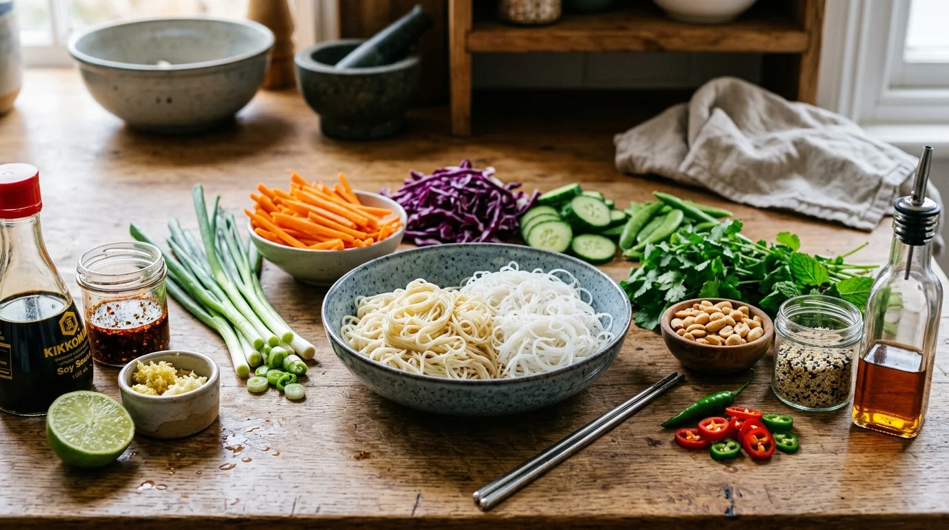 Ingredients for Asian Cold Noodle Salad