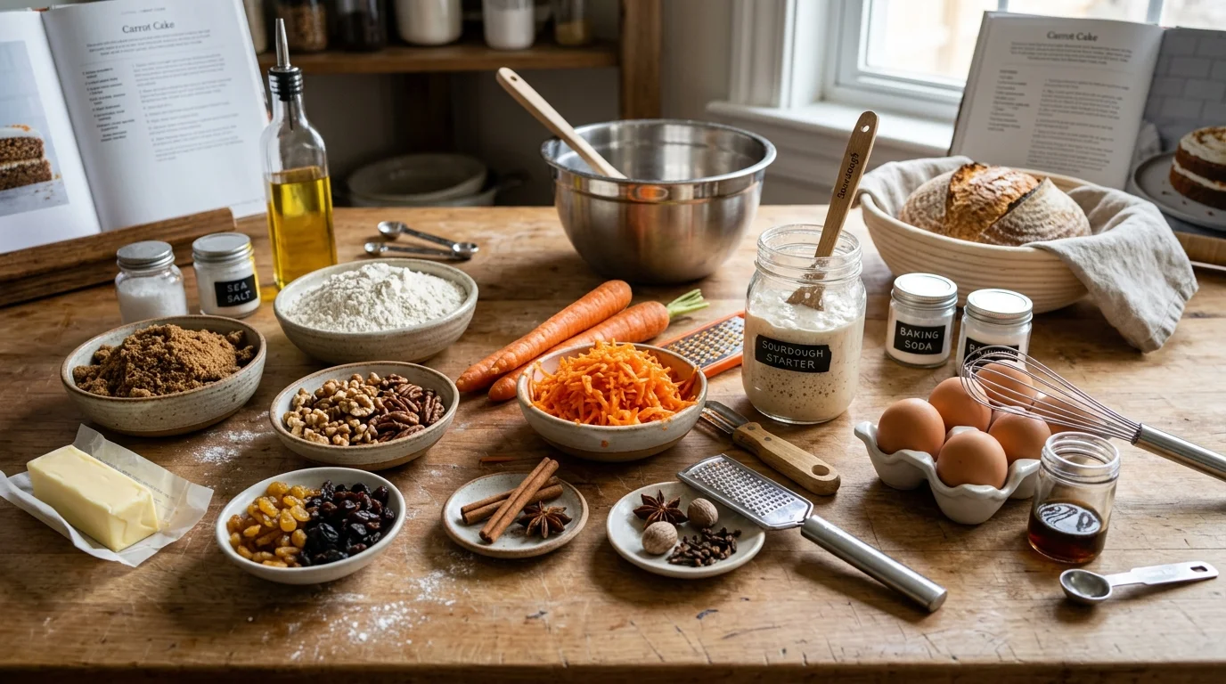 Ingredients for Sourdough Carrot Cake