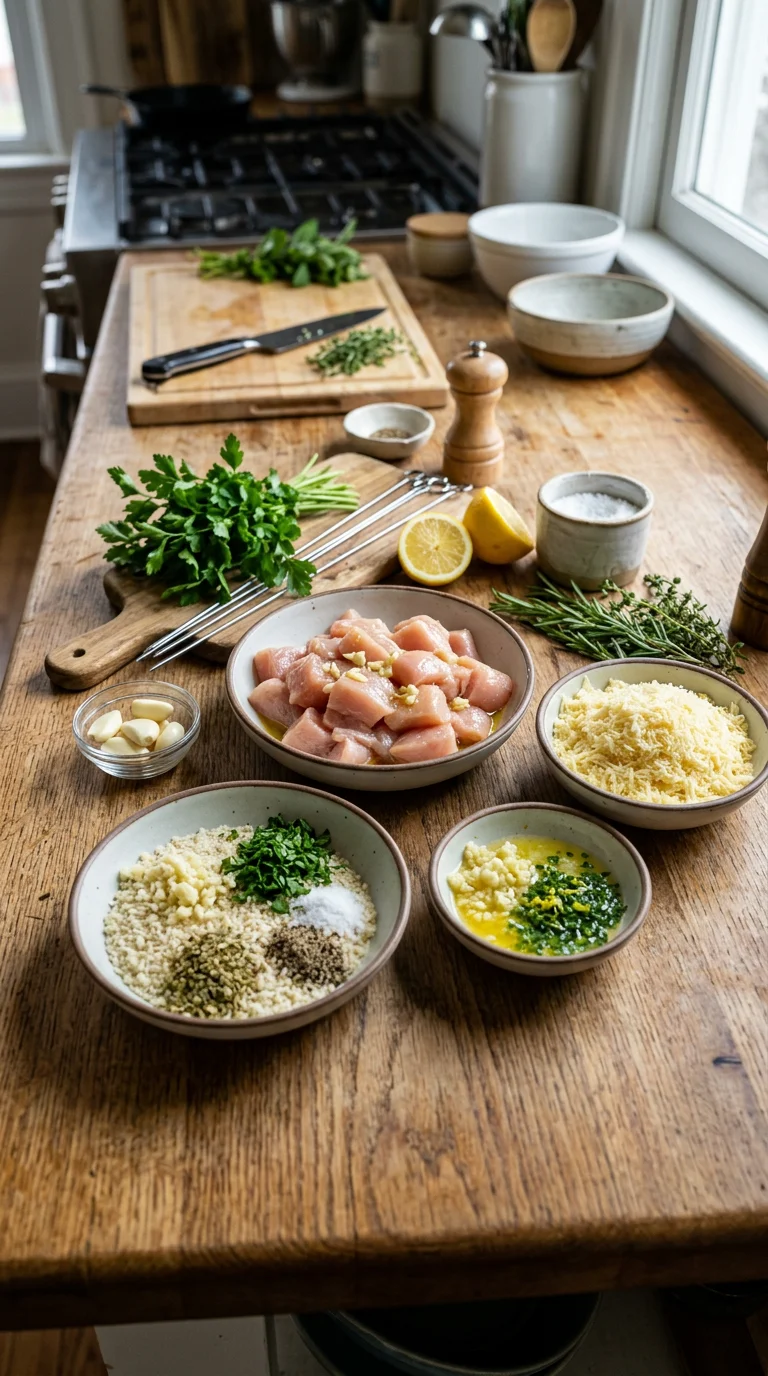 Ingredients for Garlic Parmesan Chicken Skewers
