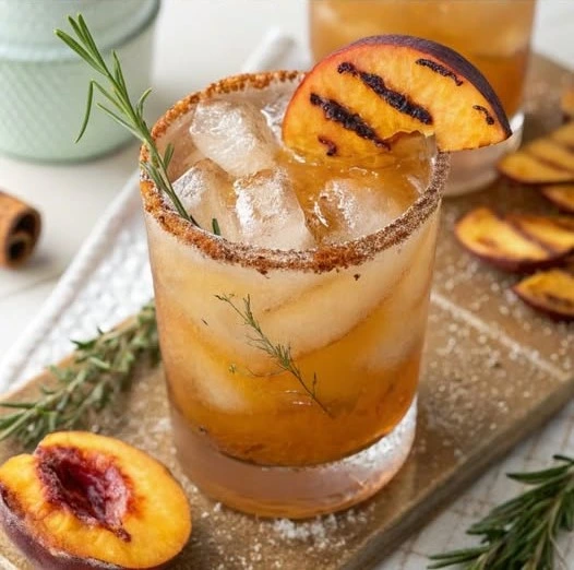 Grilled Peach Maple Bourbon Sour